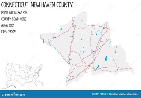 Map of New Haven County in Connecticut, USA Stock Vector - Illustration ...