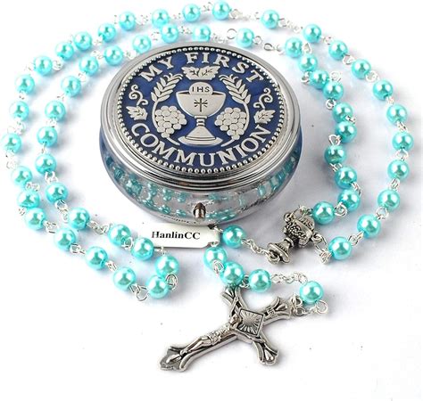 Buy HanlinCC 6mm Glass Pearl Prayer Beads First Communion Rosary with ...
