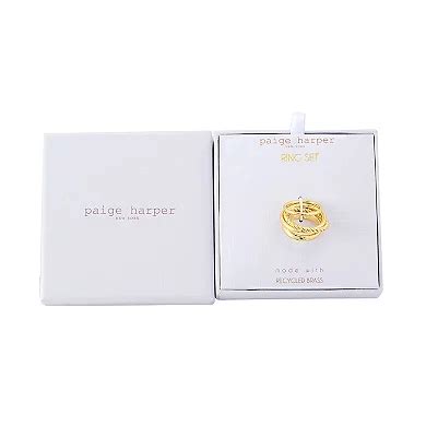 Paige Harper 14k Gold Over Recycled Brass 3 Piece Ring Set