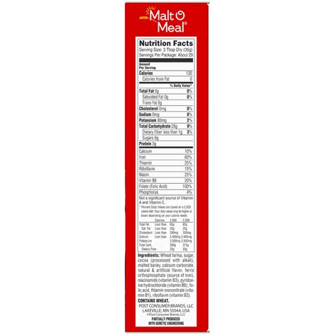 Malt-O-Meal® Hot Wheat Cereal, Chocolate, 28 Oz (Pack of 12)