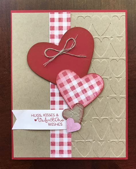 Handmade Valentine Card with Two Hearts