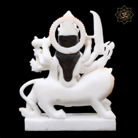 White Marble Durga Idol with Diamond work in 12inch – BMBIDOLS