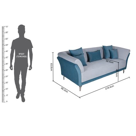 Elegance Fabric 3 Seater Sofa In Grey Color | Evok.in