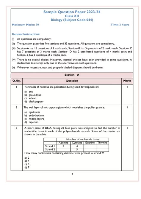 Image result for Bio Class 12 Sample Paper