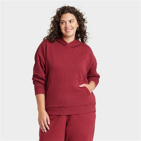 Universal Thread Women's Hooded Pullover Sweatshirt, Size 4X - Maroon ...