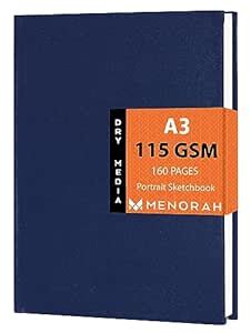 MENORAH Paper Artist Sketch Book - A3-115 Gsm (160 Pages / 80 Sheets ...