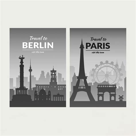 Buy Arsaa Grey Printed Travel Theme Paper Posters- Set of 2- 50x70 cm ...