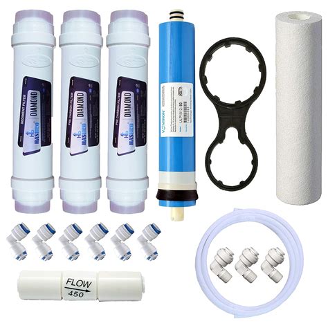KWZ Complete Ro Service Kit with 80 GPD Membrane & Filter kit Set for ...