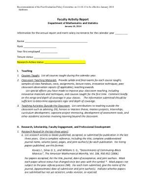 Fillable Online Faculty Activity Report Form Fax Email Print - pdfFiller