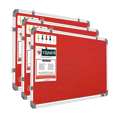 YAJNAS 3x4 Feet Premium Material Red Notice Board/Soft Board/Bulletin ...