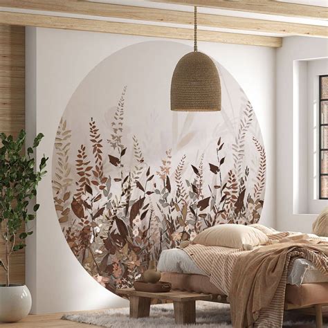 Round wall mural Vintage flower meadow - Lane - non self-adhesive/self ...