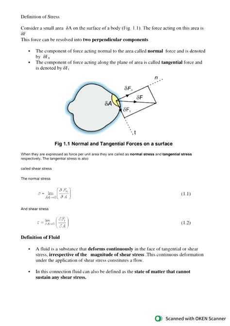 Fluid Mechanics Lecture Notes - Stress, Fluid, Continuum, Fluid ...