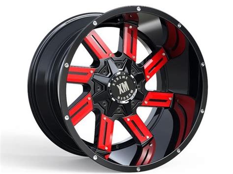 Buy 20x10 Xtreme Mudder XM 319 Wheels Black Red Offroad Rims 33 Tires 6 ...