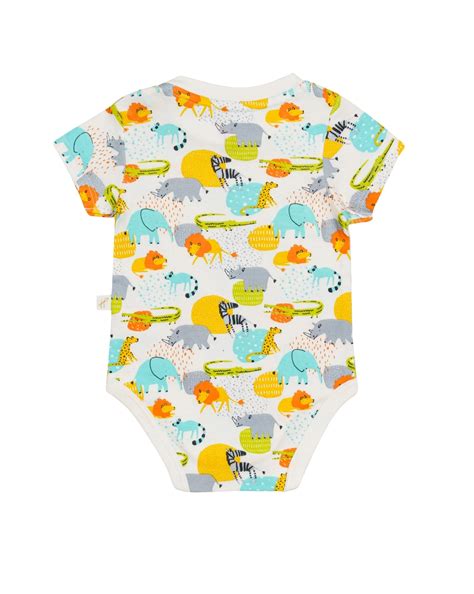 Buy H by Hamleys Boys Short Sleeves Bodysuit Animal Print-White Multi ...
