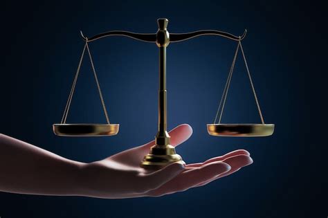 Law concept with 3d rendering hand hold law scale | Premium Photo