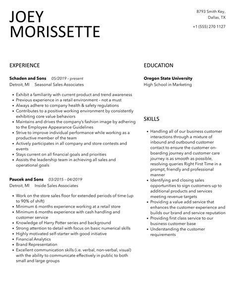 Sales Associates Resume Samples | Velvet Jobs