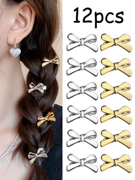 12pcs Y2K Girly Bow Hairpins, Side Bangs Clips, Alligator Hair Clips ...