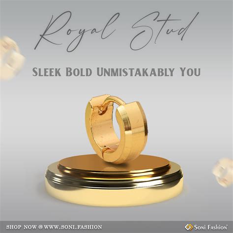 Golden Color Stainless Steel Stud Earring For Men (1 Pc) - Style A099 ...