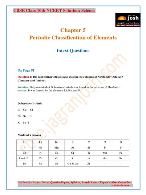 Image result for Periodic Classification Class 10