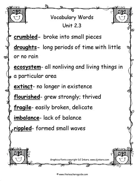 English 4 Vocabulary at Mike Gloss blog