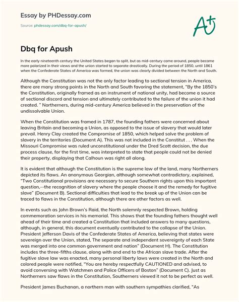 Dbq For Apush Definition And Thesis Example - PHDessay.com