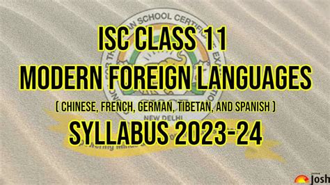 ISC Class 11 Chinese, French, German, Tibetan, and Spanish Syllabus ...