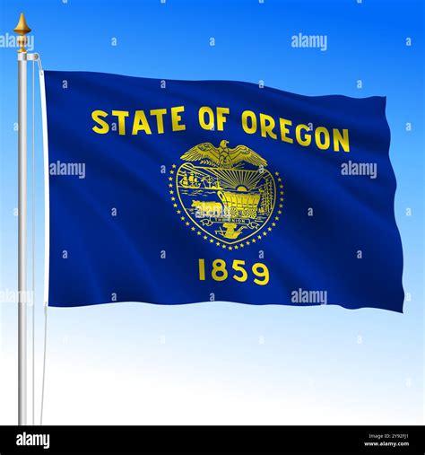 Oregon federal state waving flag, front side, United States, vector ...