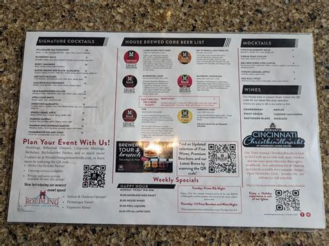 Moerlein Lager House Menu - Updated October 2025