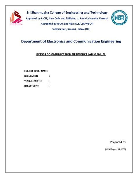 EC8563 Communication Networks LAB - Sri Shanmugha College of ...