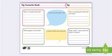ESL My Favourite Book Worksheet (teacher made) - Twinkl