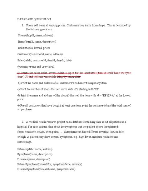 DATABASE QUERIES: Joins & Subqueries Exercise Questions - Studocu