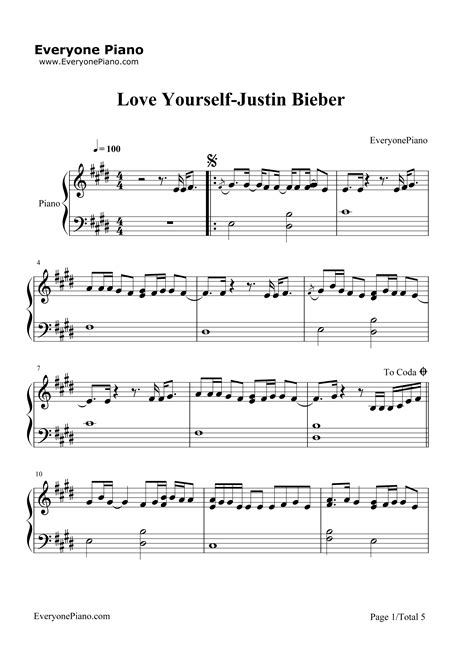Love Yourself-Justin Bieber Stave Preview