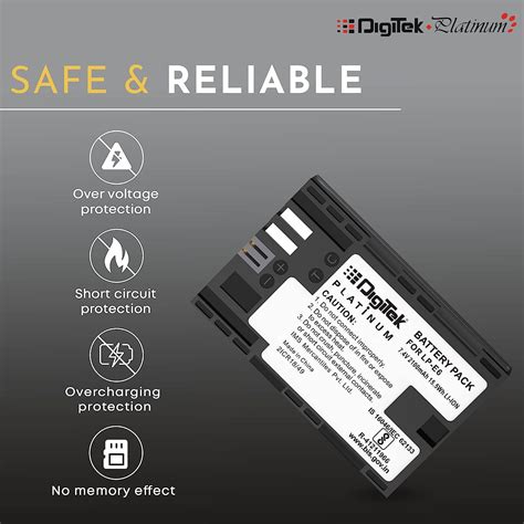 Buy Digitek (LP-E6 Platinum) 2100mAh Rechargeable Lithium-ion Battery ...