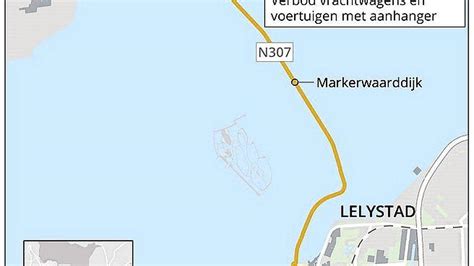 Markerwaarddijk (N307) dicht voor vrachtwagens en auto's met aanhangers ...