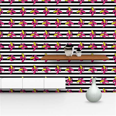 Summer Bananas Pattern D1 Wallpaper Roll – ArtzFolio.com