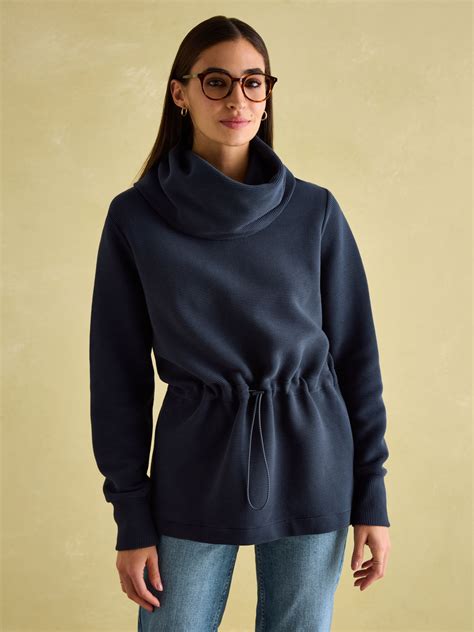 Willow Navy Cowl Neck Sweatshirt | Joules