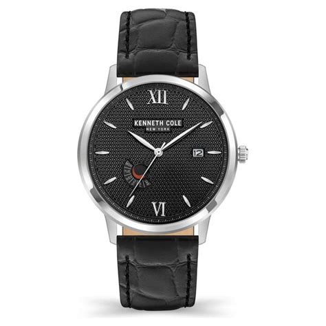 Buy Online Kenneth Cole Black Dial Leather Strap Watch For Men ...