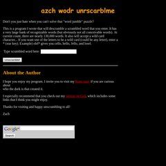 www.Zachwordunscrambler.com - Zach's Word Unscrambler