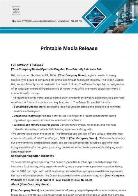 Free Printable Media Release Template to Edit Online