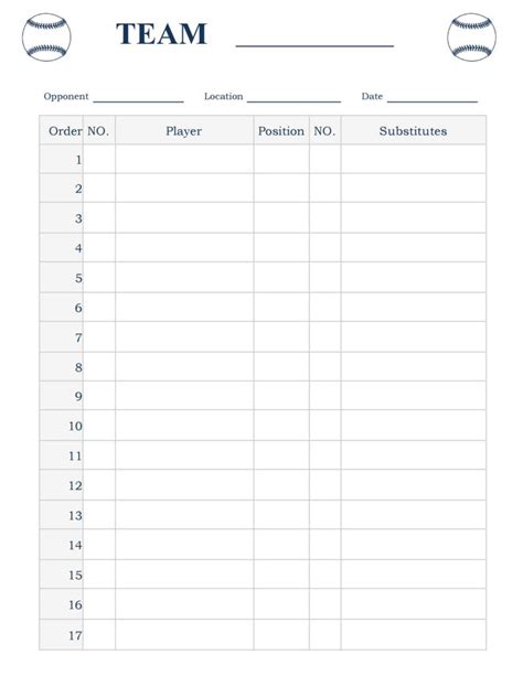 33 Printable Baseball Lineup Templates [Free Download] ᐅ TemplateLab