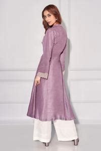 Buy Purple Silk Embroidery Collared Yoke Kurta And Pant Set For Women ...