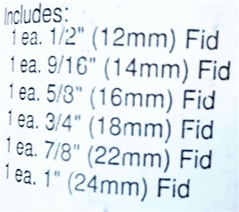 Image result for Splicing Fid Size Chart