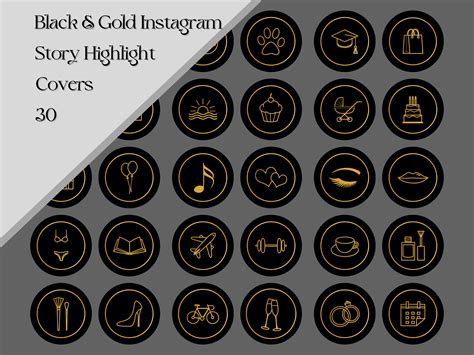 Black & Gold Instagram Highlight Covers Graphic by floradigitaldesigns · Creative Fabrica