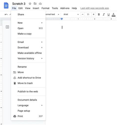 Image result for Google Doc File Menu