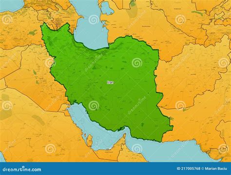 Iran Map Showing Country Highlighted in Green Color with Rest of on the ...