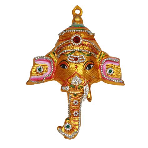 Ganesha Face Golden Plain / Ganesha Face with Decoration - Medium – The ...