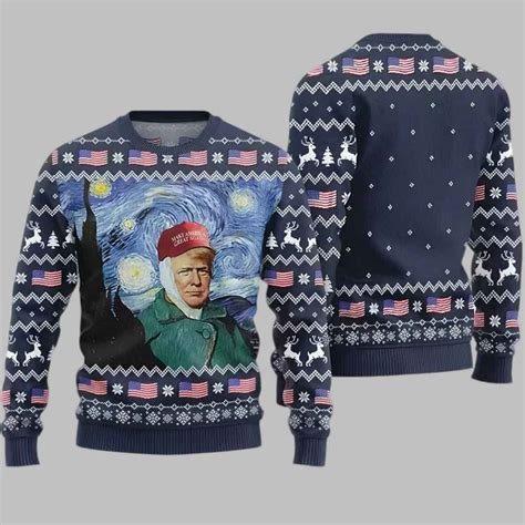The Starry Night Donald Trump Ugly Christmas Sweater - gullprint.com
