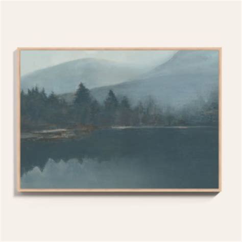 Calm Cobalt Pines Framed Canvas with Oil Pastel & Soft Mist