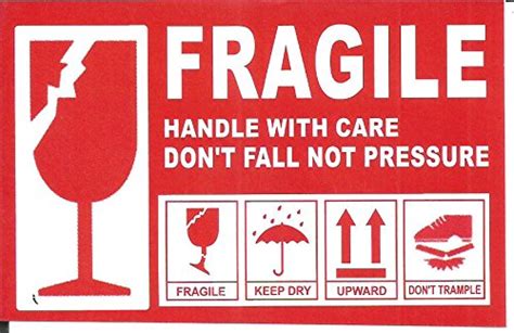 "Fragile-Handle with Care" Size:10 X 7 Cms Self Adhesive Sticker ! (200 ...