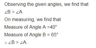 Which angle has a large measure ? First estimate and then measure ...
